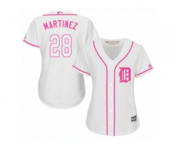 Women's Majestic Detroit Tigers #28 J. D. Martinez Authentic White Fashion Cool Base MLB Jersey