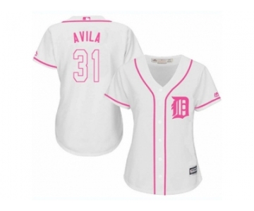Women's Majestic Detroit Tigers #31 Alex Avila Authentic White Fashion Cool Base MLB Jersey