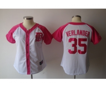 women mlb detroit tigers #35 verlander white pink[2012]