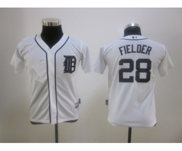 youth mlb detroit tigers #28 fielder white
