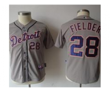 youth mlb jerseys detroit tigers #28 fielder grey