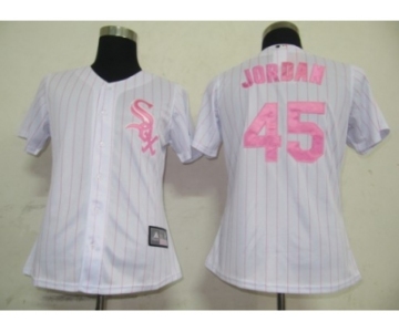 MLB Women Jerseys Chicago White Sox #45 Jordan White[Pink strip]
