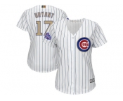 Women Chicago Cubs #17 Kris Bryant White 2017 Gold Program Cool Base Stitched MLB Jersey