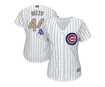Women Chicago Cubs #44 Anthony Rizzo White 2017 Gold Program Cool Base Stitched MLB Jersey