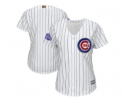 Women Chicago Cubs Blank White 2017 Gold Program Cool Base Stitched MLB Jersey
