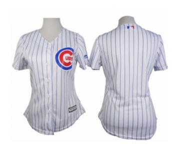 Women Cubs Blank White With Blue Strip Fashion Stitched Baseball