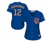 Women's Chicago Cubs #12 Kyle Schwarber Blue 2017 Gold Program Cool Base Stitched MLB Jersey