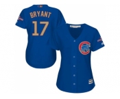 Women's Chicago Cubs #17 Kris Bryant Blue 2017 Gold Program Cool Base Stitched MLB Jersey