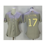 Women's Chicago Cubs #17 Kris Bryant Grey 2017 Gold Program Cool Base Stitched MLB Jersey