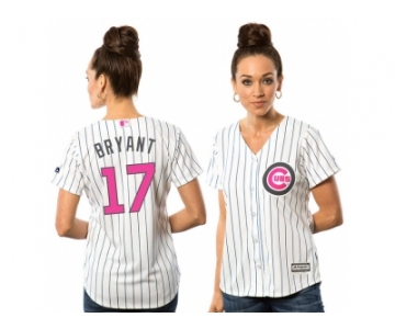 Women's Chicago Cubs #17 Kris Bryant White Home 2016 Mother's Day Cool Base Jersey