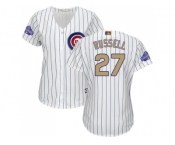 Women's Chicago Cubs #27 Addison Russell White(Blue Strip) 2017 Gold Program Cool Base Stitched MLB Jersey