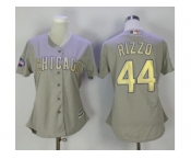 Women's Chicago Cubs #44 Anthony Rizzo Grey 2017 Gold Program Cool Base Stitched MLB Jersey