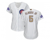 Women's Chicago Cubs #5 Albert Almora Jr. White(Blue Strip) 2017 Gold Program Cool Base Women's Stitched MLB Jersey