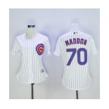 Women's Chicago Cubs #70 Joe Maddon Majestic White Home Cool Base Player Jersey