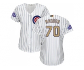 Women's Chicago Cubs #70 Joe Maddon White(Blue Strip) 2017 Gold Program Cool Base Stitched MLB Jersey