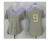Women's Chicago Cubs #9 Javier Baez Grey 2017 Gold Program Cool Base Stitched MLB Jersey