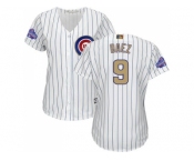 Women's Chicago Cubs #9 Javier Baez White(Blue Strip) 2017 Gold Program Cool Base Stitched MLB Jersey