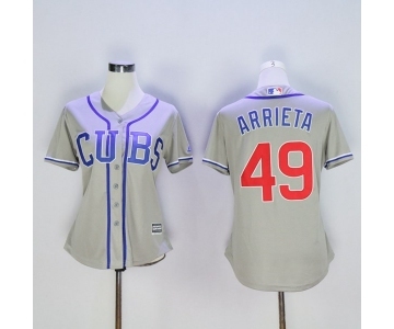 Women's Chicago Cubs Majestic #49 Jake Arrieta Grey Cool Base Player Jersey