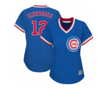 Women's Majestic Chicago Cubs #12 Kyle Schwarber Authentic Royal Blue Cooperstown MLB Jersey