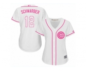 Women's Majestic Chicago Cubs #12 Kyle Schwarber Authentic White Fashion MLB Jersey