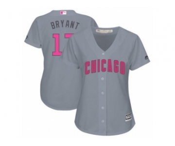 Women's Majestic Chicago Cubs #17 Kris Bryant Authentic Grey Mother's Day Cool Base MLB Jersey