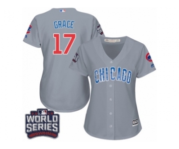 Women's Majestic Chicago Cubs #17 Mark Grace Authentic Grey Road 2016 World Series Bound Cool Base MLB Jersey