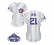 Women's Majestic Chicago Cubs #21 Sammy Sosa Authentic White Home 2016 World Series Champions Cool Base MLB Jersey