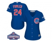 Women's Majestic Chicago Cubs #24 Dexter Fowler Authentic Royal Blue Alternate 2016 World Series Champions Cool Base MLB Jersey