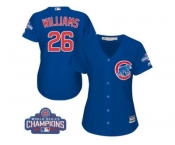 Women's Majestic Chicago Cubs #26 Billy Williams Authentic Royal Blue Alternate 2016 World Series Champions Cool Base MLB Jersey