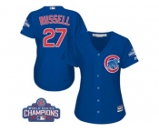 Women's Majestic Chicago Cubs #27 Addison Russell Authentic Royal Blue Alternate 2016 World Series Champions Cool Base MLB Jersey