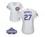 Women's Majestic Chicago Cubs #27 Addison Russell Authentic White Home 2016 World Series Champions Cool Base MLB Jersey