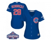 Women's Majestic Chicago Cubs #28 Kyle Hendricks Authentic Royal Blue Alternate 2016 World Series Champions Cool Base MLB Jersey