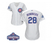 Women's Majestic Chicago Cubs #28 Kyle Hendricks Authentic White Home 2016 World Series Champions Cool Base MLB Jersey