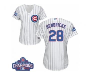 Women's Majestic Chicago Cubs #28 Kyle Hendricks Authentic White Home 2016 World Series Champions Cool Base MLB Jersey