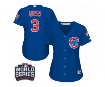 Women's Majestic Chicago Cubs #3 David Ross Authentic Royal Blue Alternate 2016 World Series Bound Cool Base MLB Jersey