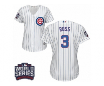 Women's Majestic Chicago Cubs #3 David Ross Authentic White Home 2016 World Series Bound Cool Base MLB Jersey
