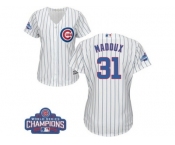 Women's Majestic Chicago Cubs #31 Greg Maddux Authentic White Home 2016 World Series Champions Cool Base MLB Jersey