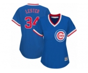 Women's Majestic Chicago Cubs #34 Jon Lester Authentic Royal Blue Cooperstown MLB Jersey