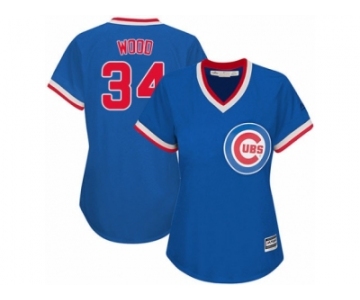 Women's Majestic Chicago Cubs #34 Kerry Wood Authentic Royal Blue Cooperstown MLB Jersey