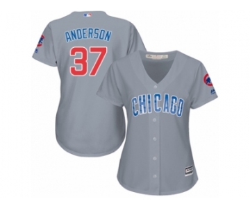 Women's Majestic Chicago Cubs #37 Brett Anderson Replica Grey Road MLB Jersey