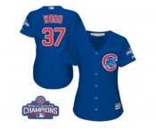 Women's Majestic Chicago Cubs #37 Travis Wood Authentic Royal Blue Alternate 2016 World Series Champions Cool Base MLB Jersey