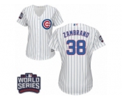 Women's Majestic Chicago Cubs #38 Carlos Zambrano Authentic White Home 2016 World Series Bound Cool Base MLB Jersey