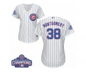 Women's Majestic Chicago Cubs #38 Mike Montgomery Authentic White Home 2016 World Series Champions Cool Base MLB Jersey
