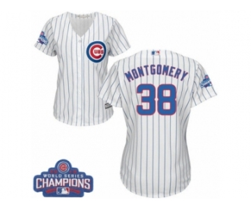 Women's Majestic Chicago Cubs #38 Mike Montgomery Authentic White Home 2016 World Series Champions Cool Base MLB Jersey