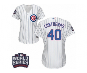 Women's Majestic Chicago Cubs #40 Willson Contreras Authentic White Home 2016 World Series Bound Cool Base MLB Jersey