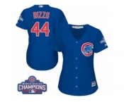 Women's Majestic Chicago Cubs #44 Anthony Rizzo Authentic Royal Blue Alternate 2016 World Series Champions Cool Base MLB Jersey
