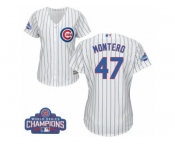Women's Majestic Chicago Cubs #47 Miguel Montero Authentic White Home 2016 World Series Champions Cool Base MLB Jersey