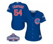 Women's Majestic Chicago Cubs #54 Aroldis Chapman Authentic Royal Blue Alternate 2016 World Series Champions Cool Base MLB Jersey