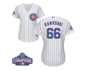 Women's Majestic Chicago Cubs #66 Munenori Kawasaki Authentic White Home 2016 World Series Champions Cool Base MLB Jersey