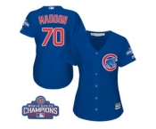 Women's Majestic Chicago Cubs #70 Joe Maddon Authentic Royal Blue Alternate 2016 World Series Champions Cool Base MLB Jersey